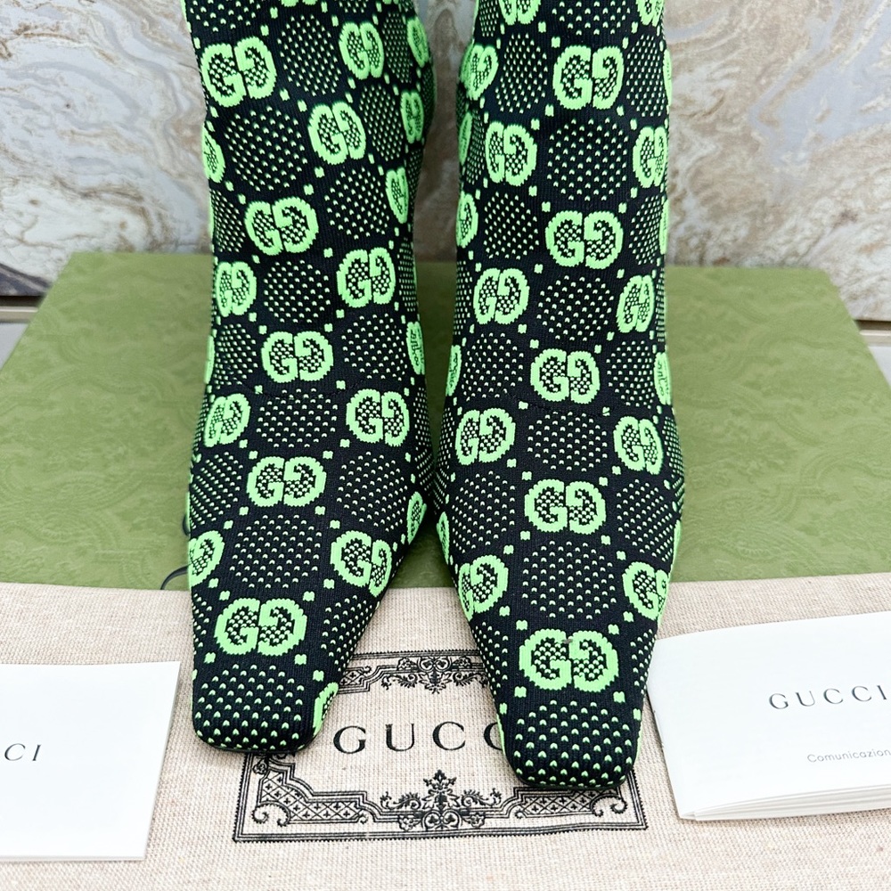 New! Gucci Technical Jersey Knit GG Monogram Square G Ankle Boots - Picture 4 of 9